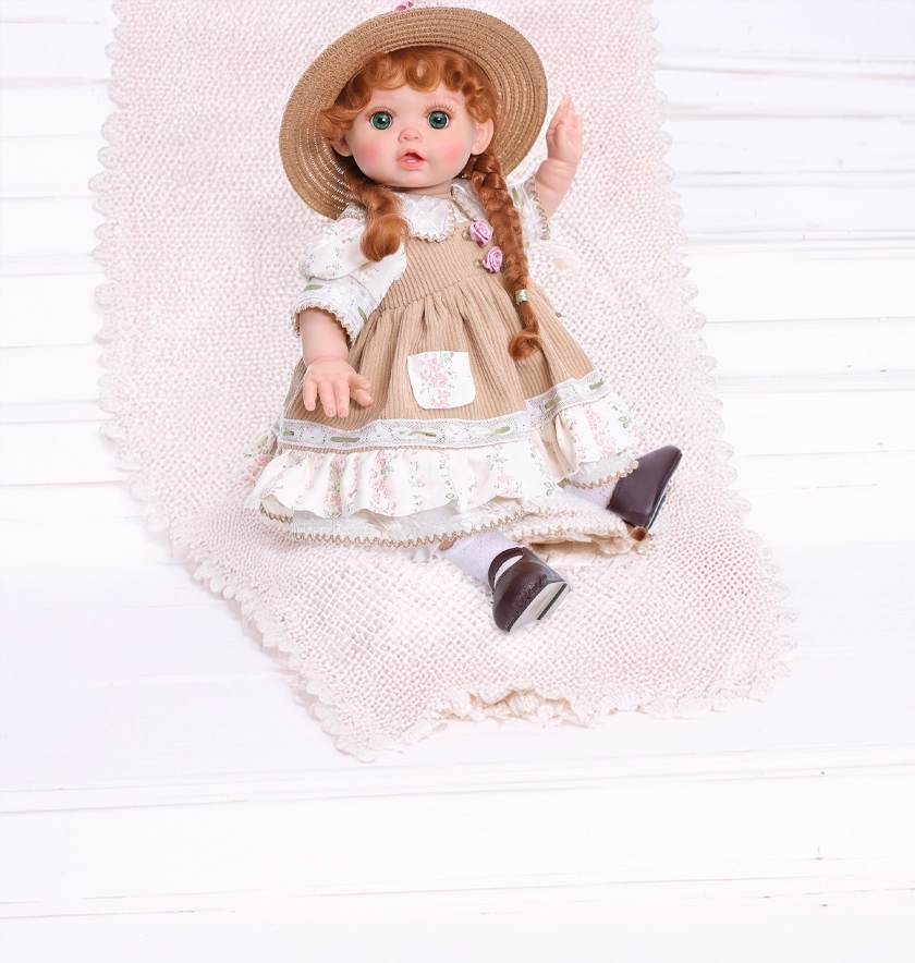 Reborn Baby Dolls – 18 Inch Realistic Reborn Toddler Doll Country-Inspired Girl with Braided Hair, Straw Hat & Floral Layered Dress, Gifts for 3+ Year Old Girls, Collectors
